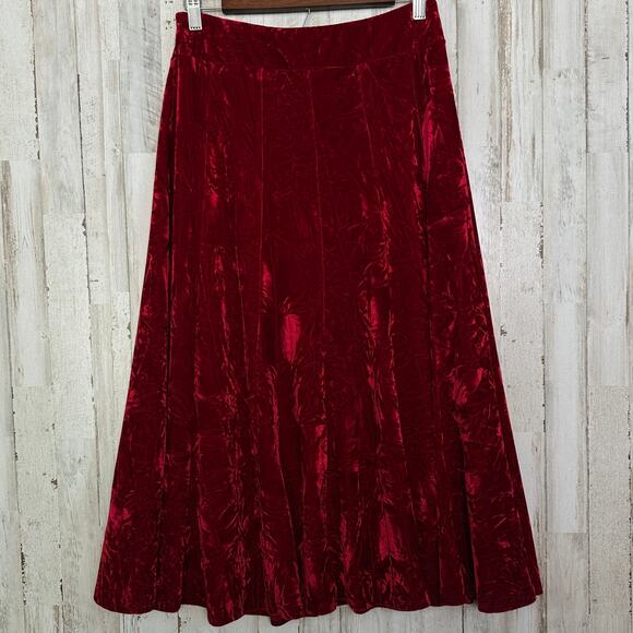 Jody California Crushed Velvet Full Skirt Small Red Whimsygoth Cosplay Holiday - Picture 1 of 8